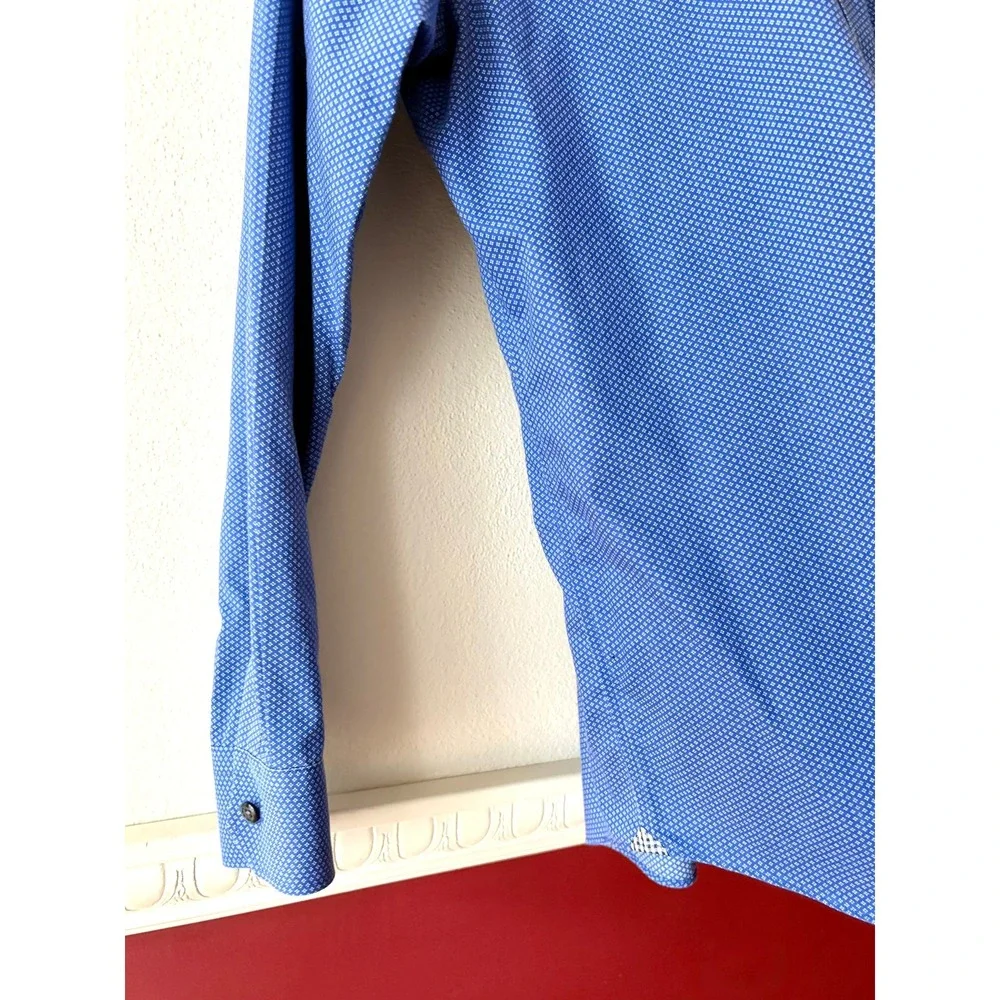 Banana Republic Camden Fit Blue Mini Floral Non-Iron 100% Cotton Dress Shirt M